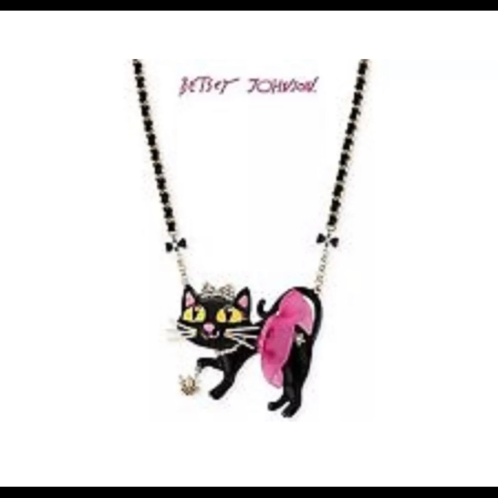 Betsey Johnson Vicki The Cat In Pink Tutu Necklace